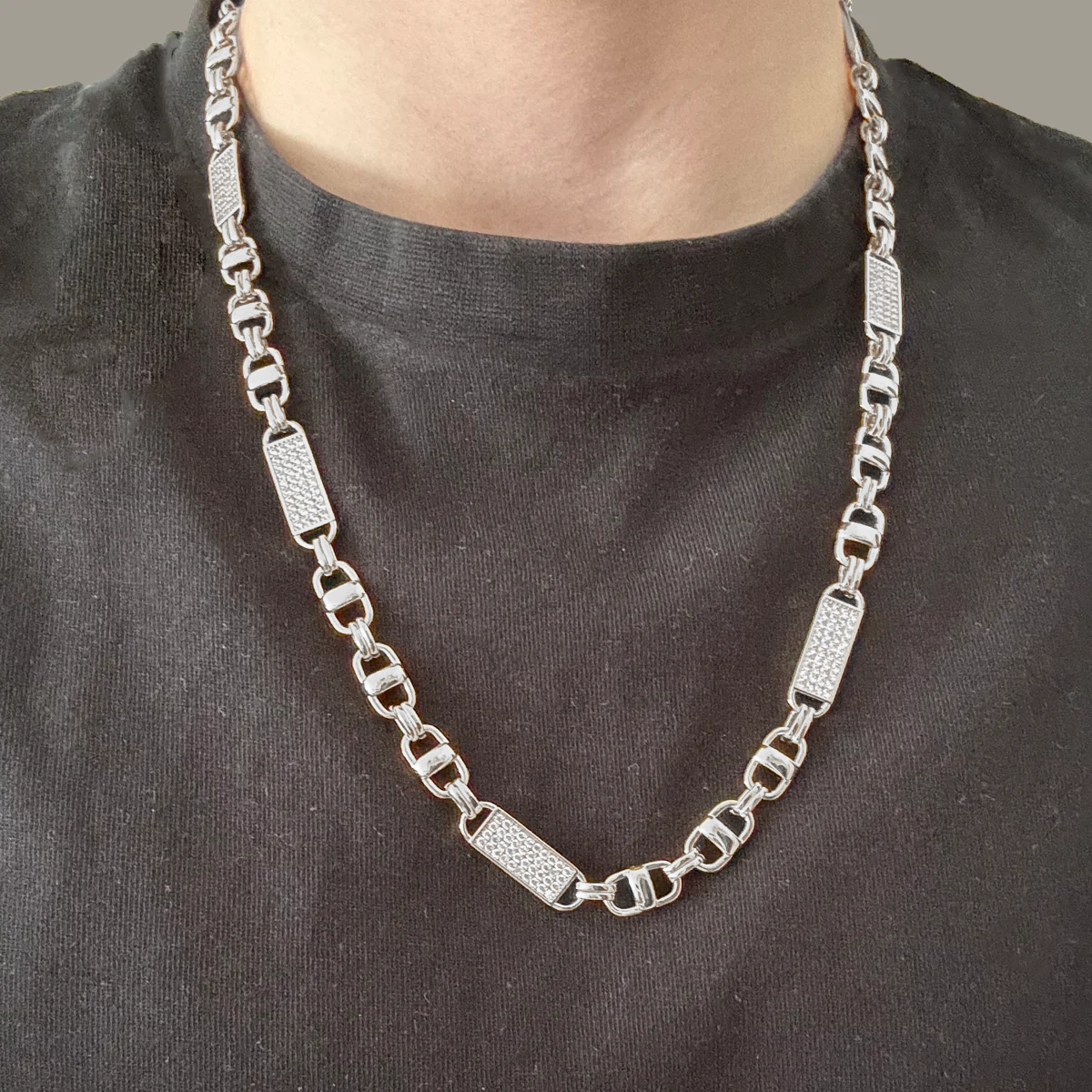 KINGSLI. | 8MM Silver King Chain 18K with Diamonds