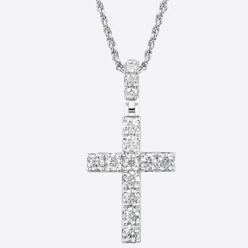 CROSS. | Silver Cross Pendant with Diamonds