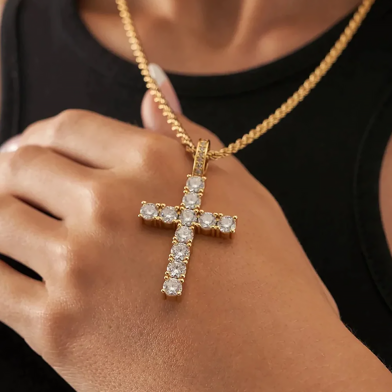 CROSS. | Gold Cross Pendant with Diamonds