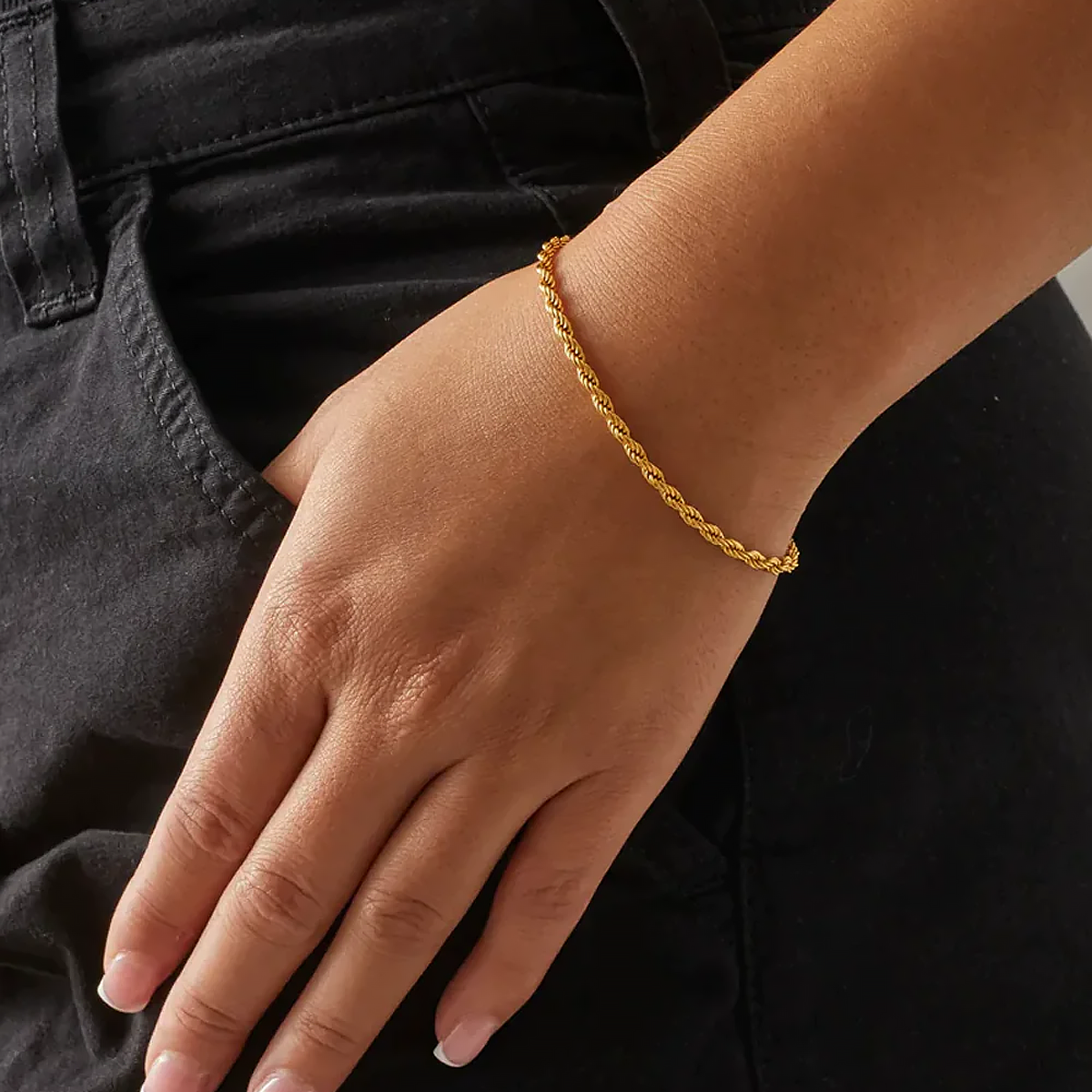 GOBRET. | 3MM Gold Rope Bracelet 18K