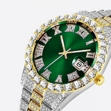 GRIMEY. | Two-Tone Bustdown Watch with Green Dial