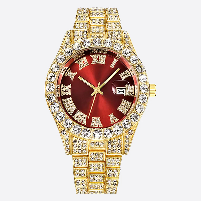 GROLEY. | Gold Bustdown Watch with Red Dial