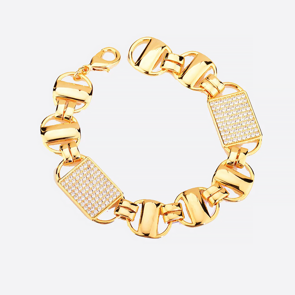 KINGTY. | Gold Flat Magnum King Bracelet with Diamonds 18K