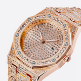 RYMALON. | Rose Gold Bust Down Watch With CZ VVS Stones (Fully Iced Out)