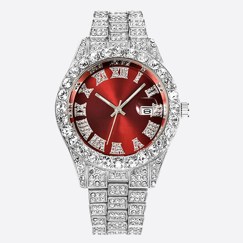 SIROLEY. | Silver Bustdown Watch with Red Dial