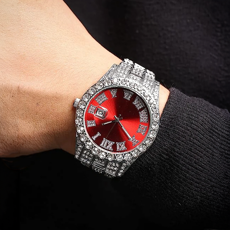 SIROLEY. | Silver Bustdown Watch with Red Dial