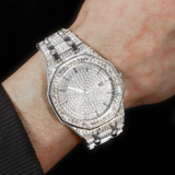 SYMALON. | Silver Bust Down Watch With CZ VVS Stones (Fully Iced Out)