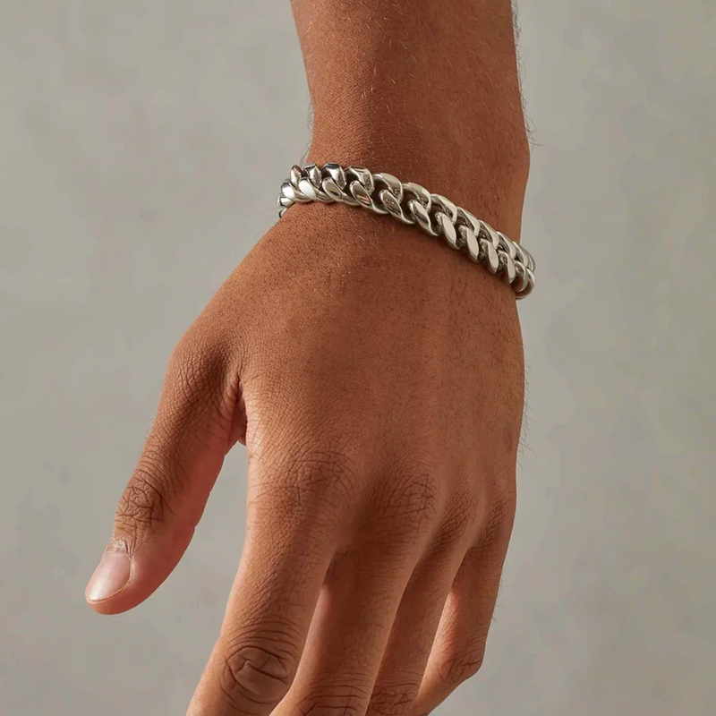 SYTHOS. | 12MM Silver Cuban Link Bracelet